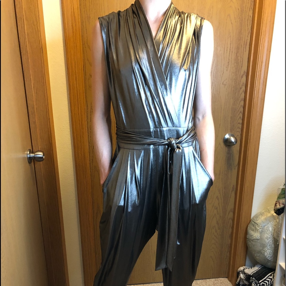 Catherine Malandrino silver metallic jumpsuit